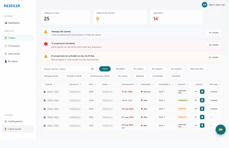 Tracker de proyectos